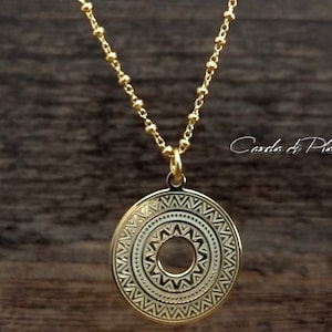Sterling silver gold plated etnic necklace with beaded Satellite Chain. Stackable necklace. Vermeil gold choker
