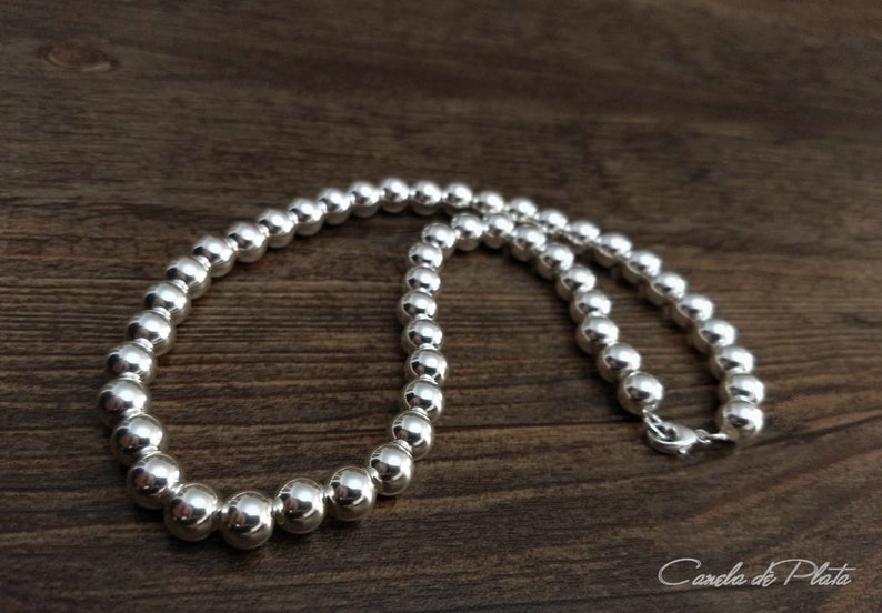 Sterling Silver 8mm Beads Necklace. Sterling Silver Balls Etsy
