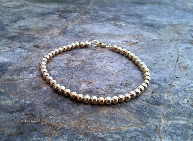 Gold Filled 14K Beads Bracelet. Everyday Wear. 14K Yellow Gold Etsy