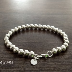 Sterling Silver Bead Bracelet 6 mm. Sterling Ball Bracelet, Everyday Wear, Simple Sterling Bracelet