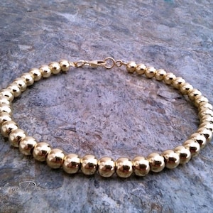 Beads bracelet 18K Gold Vermeil over sterling silver. Vermeil beads 5mm. bracelet gold 18K over sterling silver