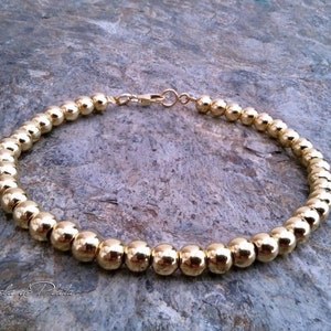 Beads bracelet 18K Gold Vermeil over sterling silver. Vermeil beads 5mm. bracelet gold 18K over sterling silver