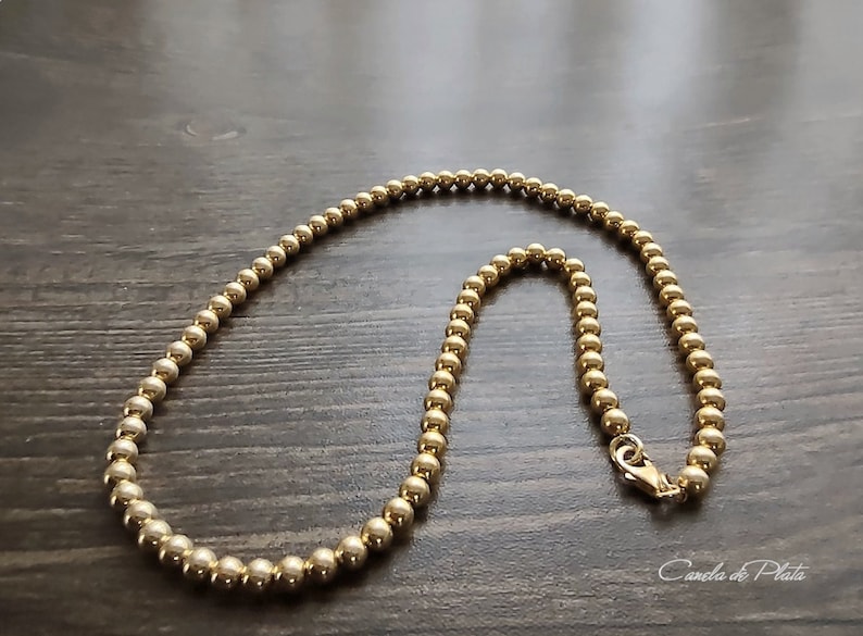 Collier boule en or 18 carats sur argent sterling. Tour de cou empilable en or. Délicat collier de petites perles en Vermeil doré image 1