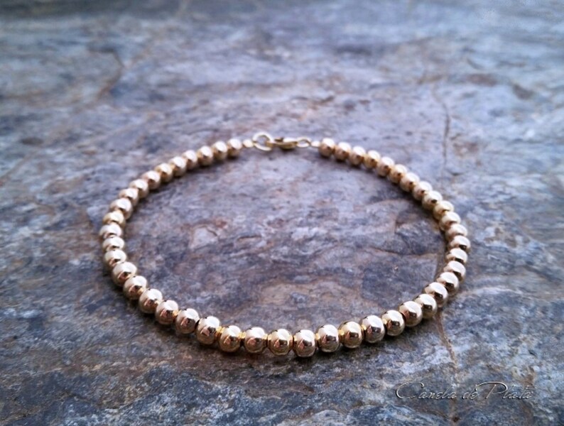 Gold Filled 14K Beads Bracelet. Everyday Wear. 14K Yellow Gold Etsy