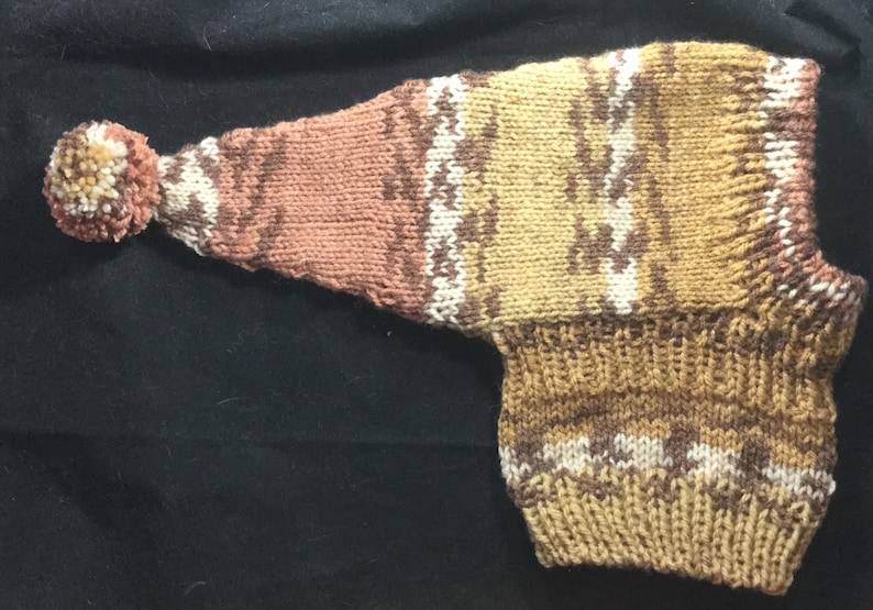 Whippet sized pointy hat with snood #131 Carmel Brown /& White
