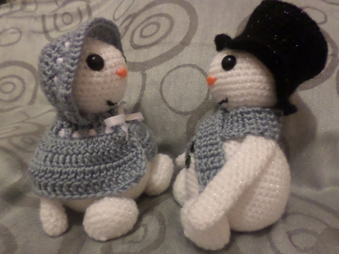 Mr and Mrs Snowman PDF Crochet Pattern UK Terminology Etsy