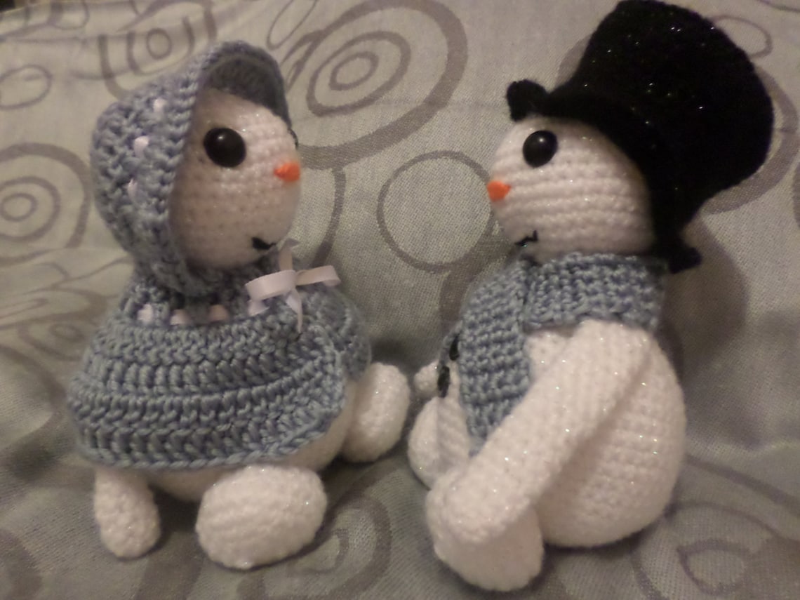 Mr and Mrs Snowman PDF Crochet Pattern US Terminology Etsy