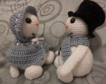 Mr and Mrs Snowman PDF Crochet Pattern US Terminology