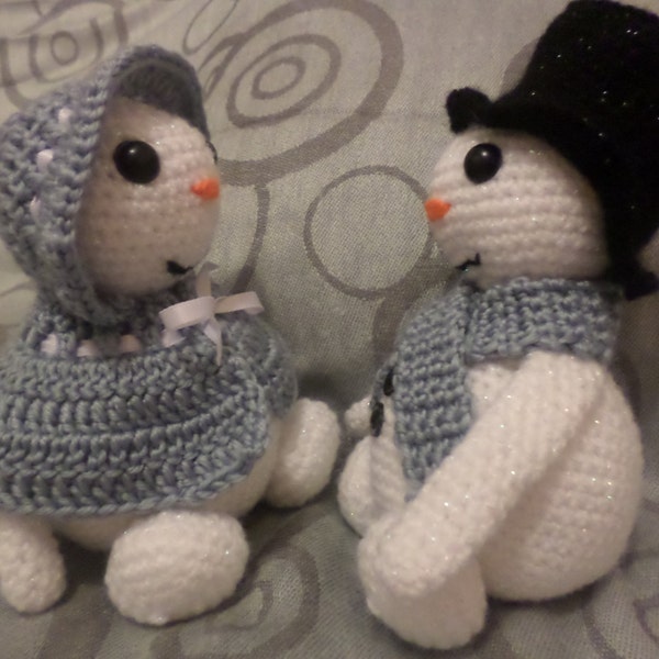 Mr and Mrs Snowman PDF Crochet Pattern US Terminology