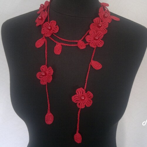 Crochet Rose Necklace Crochet Neck Accessory Flower - Etsy