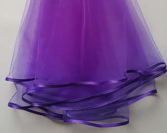 Purple Wedding Veil, Two Layers, Purple Satin Edging.