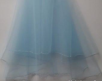 Sky Blue Wedding Veil, Two Layers