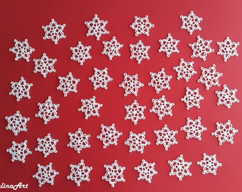 Crochet Snowflakes, Christmas Ornaments, Christmas Decorations, White, 100% Cotton.