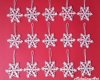 Crochet Snowflakes, Christmas Ornaments, Christmas Decorations, White, 100% Cotton.