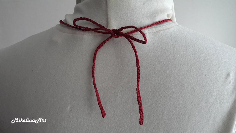 Crochet Rose Necklace, Crochet Neck Accessory, Flower Necklace, Wine Colour, 100% Cotton. image 3
