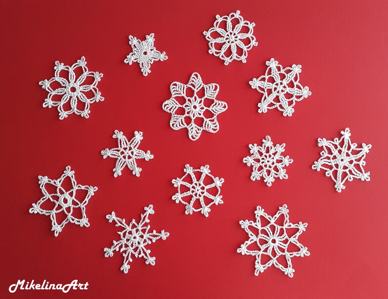 12 Crochet Snowflakes Christmas Ornaments Christmas image 1