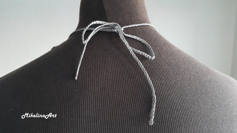 Crochet Rose Necklace,Crochet Neck Accessory, Flower Necklace, Sharkskin Gray Color, 100% Cotton. image 3