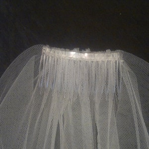 White Wedding Veil, Two Layers, Purple Satin Edging. image 3