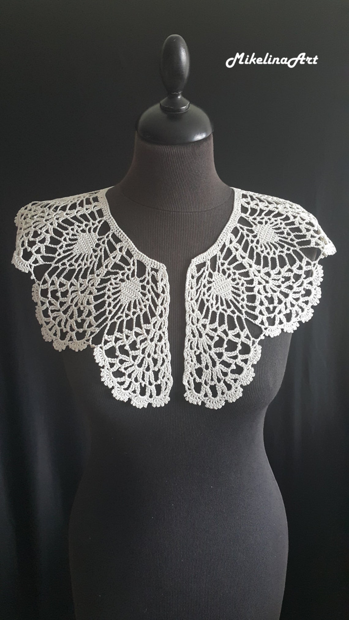 Handmade Crochet Collar, Neck Accessory, Ivory, 100% Cotton - Etsy