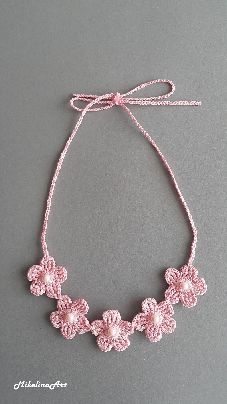 Crochet Necklace Crochet Neck Accessory Flower Necklace Etsy