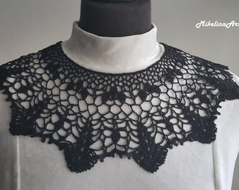 Handmade Crochet Collar, Neck Accessory, Black