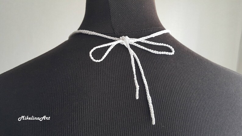 Crochet Necklace, Crochet Neck Accessory, Flower Necklace, White, 100% Cotton. image 3