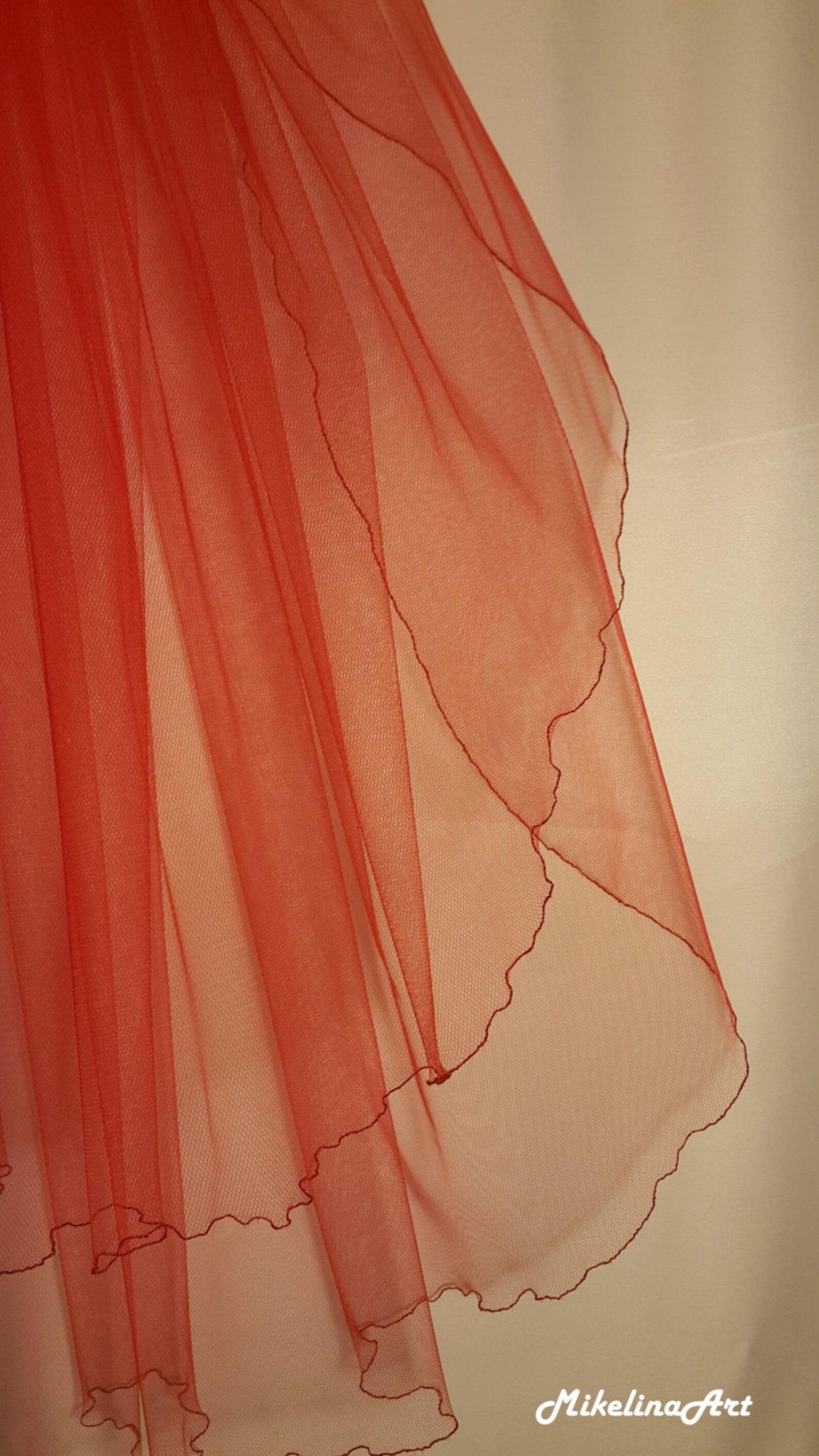 Red Wedding Veil, Two Layers - Etsy