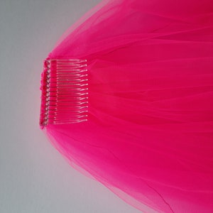 Hot Pink Wedding Veil, Three Layers image 2