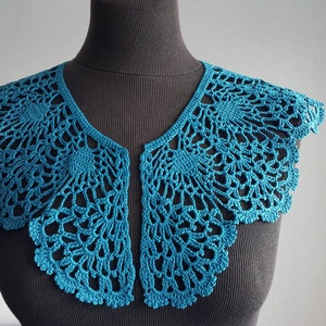 Handmade Crochet Collar, Neck Accessory, Biscay Bay Colour,Turquoise, 100% Cotton image 2