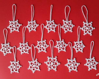 Crochet Snowflakes, Christmas Ornaments, Christmas Decorations, White, 100% Cotton.