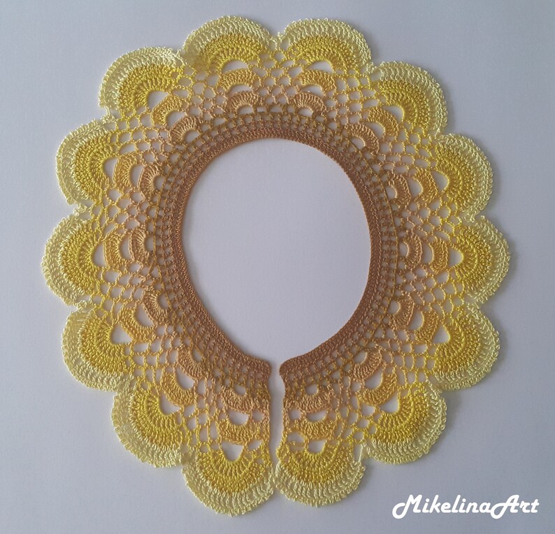 Neck Accessory 100/% Cotton Spicy Mustard Colour /& Yellow Handmade Crochet Collar