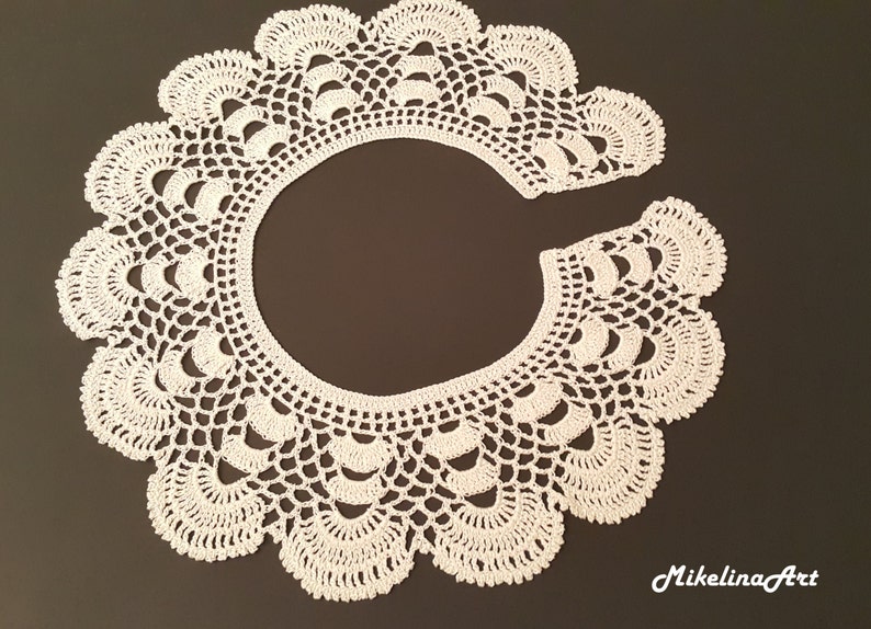 Handmade Crochet Collar, Neck Accessory, Ivory, 100% Cotton image 2