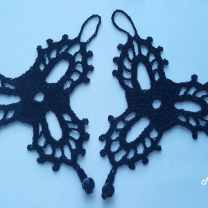 Crochet Mittens, Fingerless Gloves,Crochet Bracelet, Black, 100% Cotton. image 3