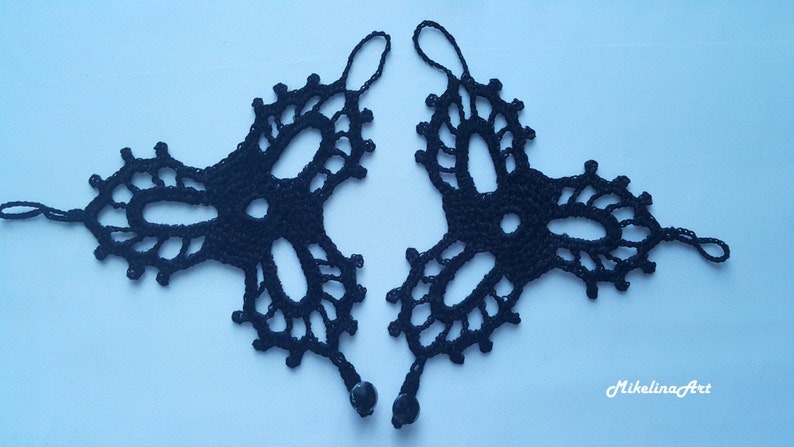 Crochet Mittens, Fingerless Gloves,Crochet Bracelet, Black, 100% Cotton. image 3