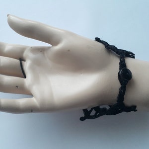 Crochet Mittens, Fingerless Gloves,Crochet Bracelet, Black, 100% Cotton. image 2