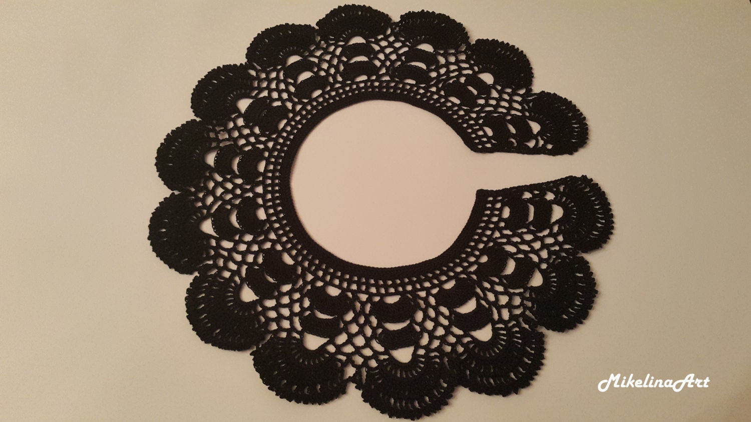 Black Neck Accessory Handmade Crochet Collar 100% Cotton