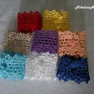 Crochet Napkin Rings, 100% Cotton, Sets of 4,8,12, Pink. image 5