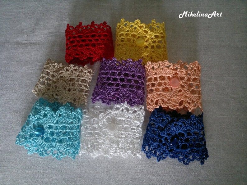 Crochet Napkin Rings, 100% Cotton, Sets of 4,8,12, Pink. image 5