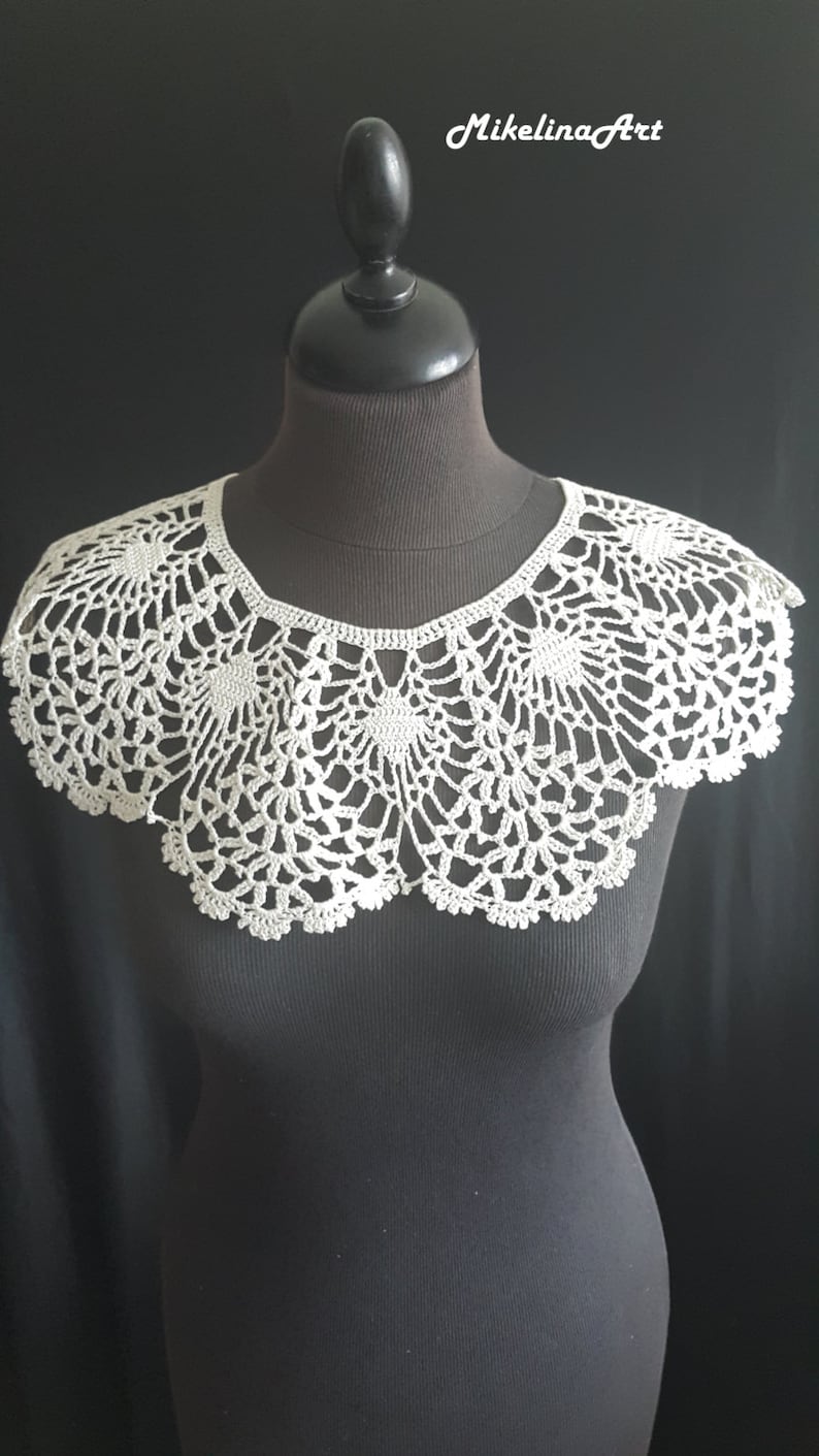 Handmade Crochet Collar, Neck Accessory, Ivory, 100% Cotton - Etsy