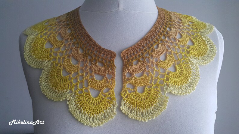 Neck Accessory 100/% Cotton Spicy Mustard Colour /& Yellow Handmade Crochet Collar