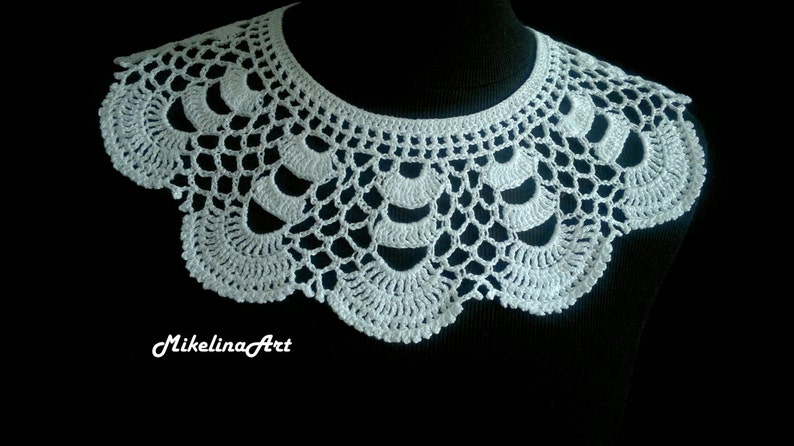 Handmade Crochet Collar, Neck Accessory, White, 100% Cotton - Etsy