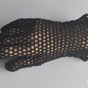 Gants au crochet, noirs, 100% coton mercerisé. image 1