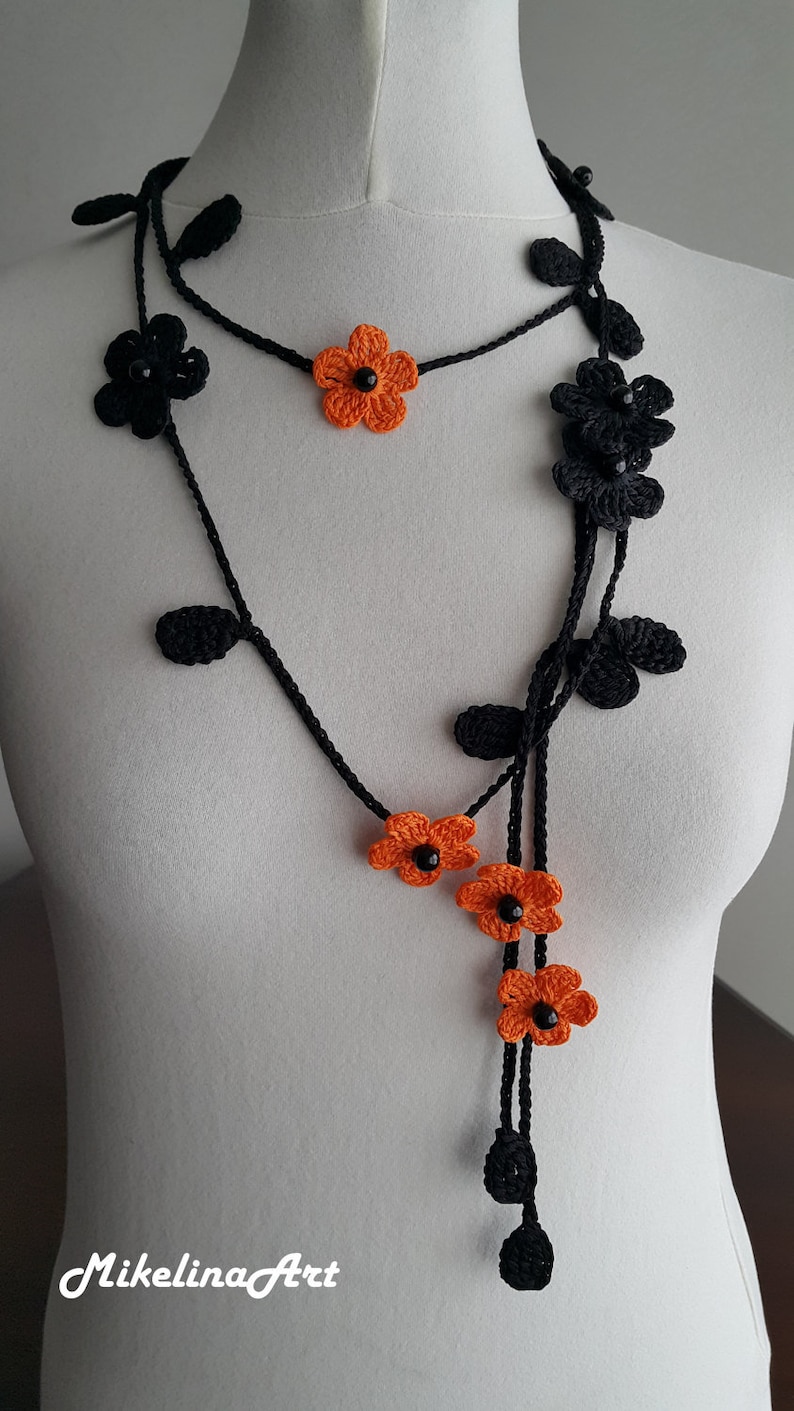 Crochet Necklace Crochet Neck Accessory Flower Necklace Etsy