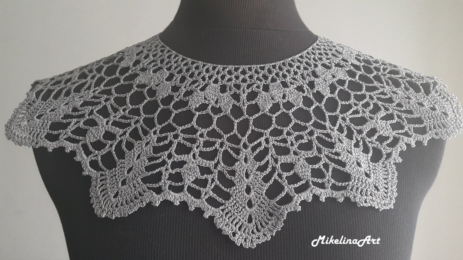 Handmade Crochet Collar, Neck Accessory, Sharkskin Gray Color, 100% ...