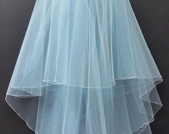 Sky Blue Wedding Veil, Three Layers.