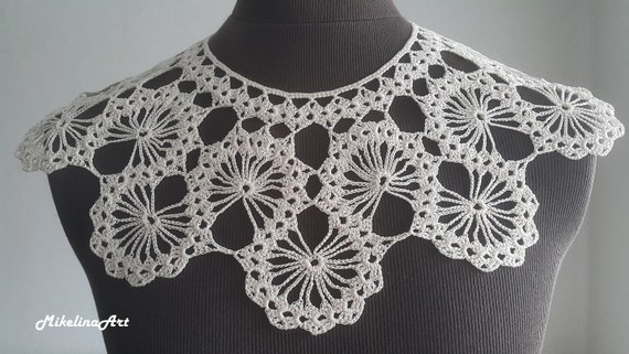 Handmade Crochet Collar Neck Accessory Ivory 100% Cotton | Etsy