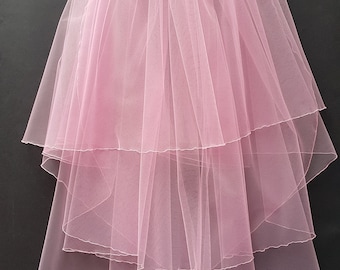 Pink Wedding Veil, Three Layers