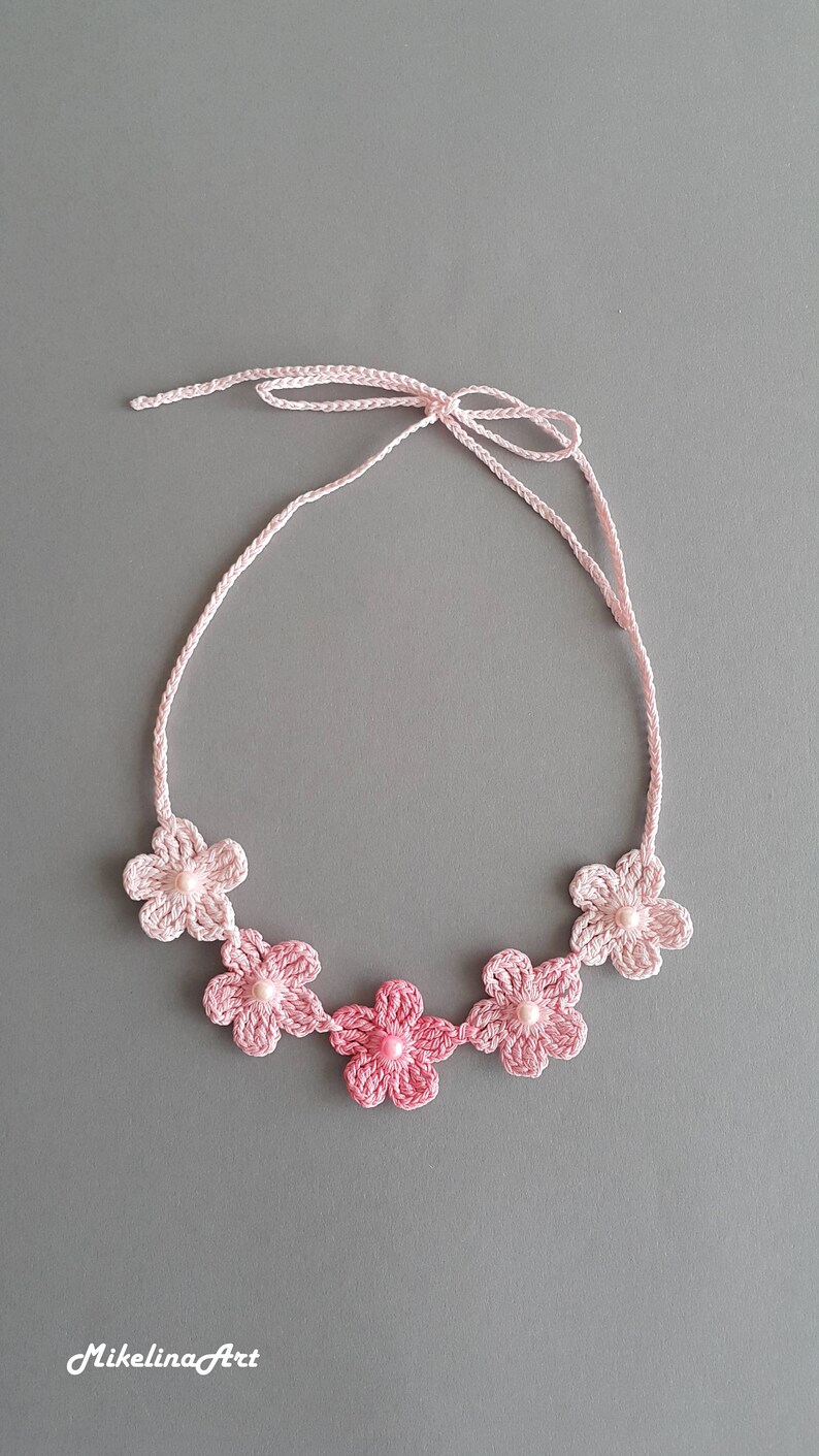 Crochet Necklace Crochet Neck Accessory Flower Necklace Etsy