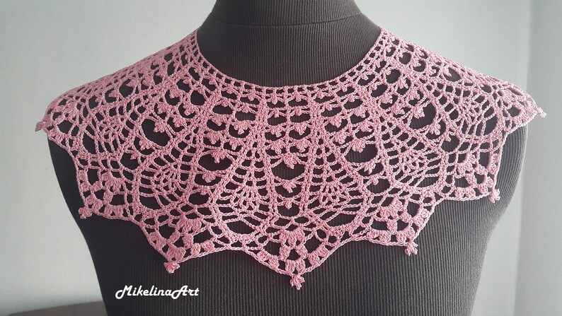 Handmade Crochet Collar, Neck Accessory, Pink, 100% Cotton