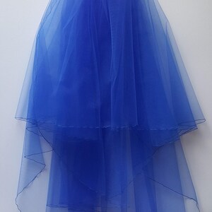 Hot Pink Wedding Veil, Three Layers Royal Blue
